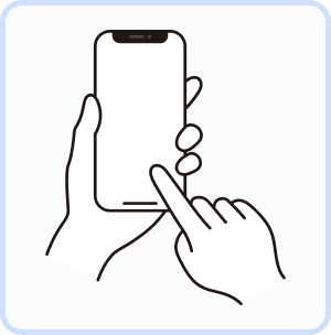 A hand holding a phone, tapping through results