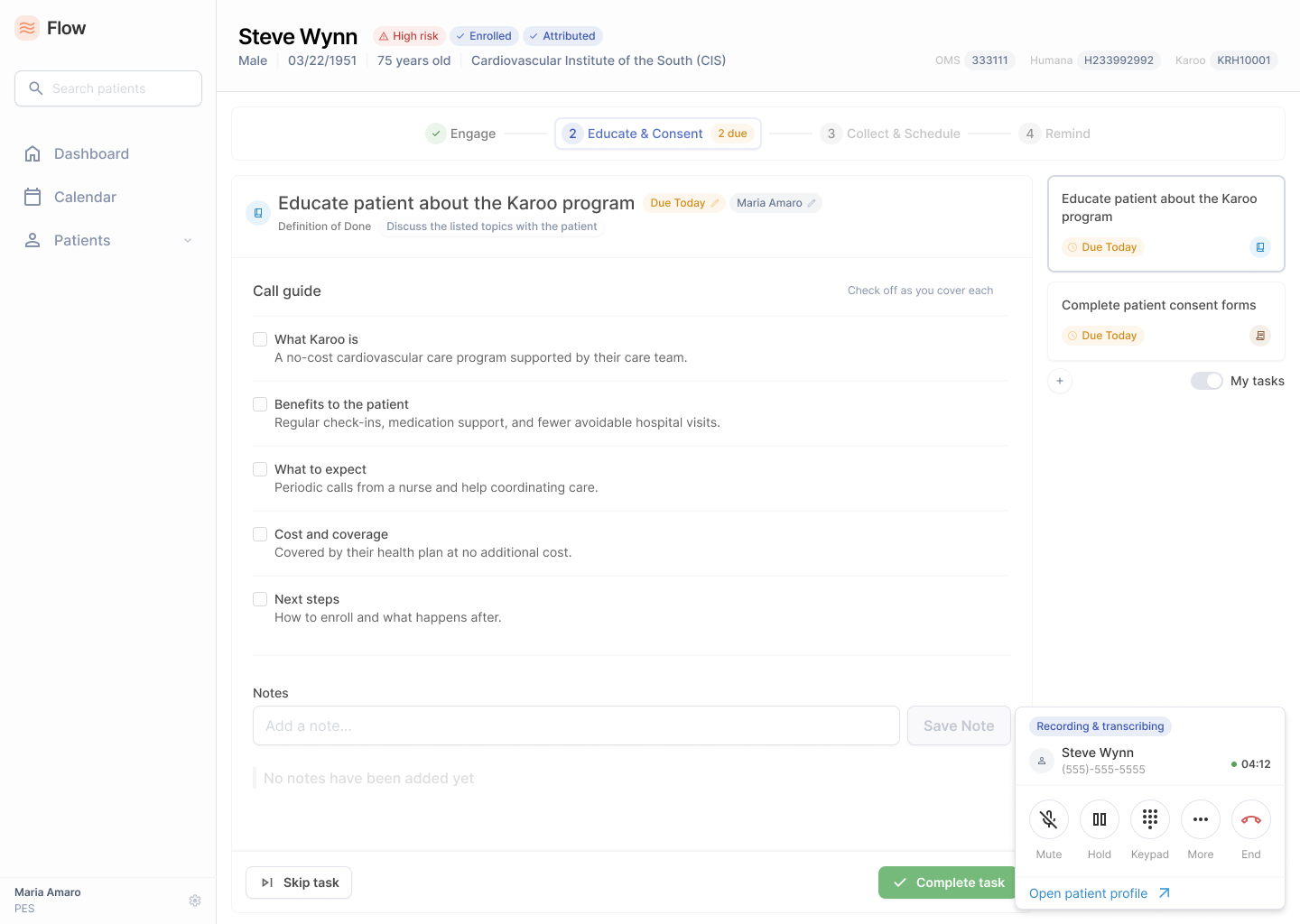 Task action view: Educate